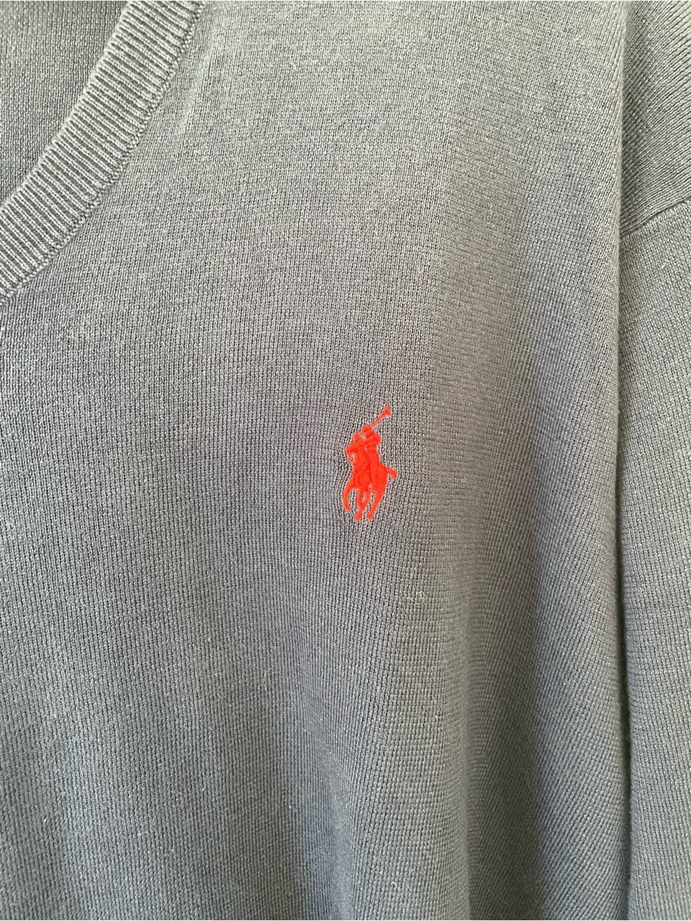 Ralph Lauren Polo Pima Cotton V-neck, navy, men’s XL - Picture 3 of 6